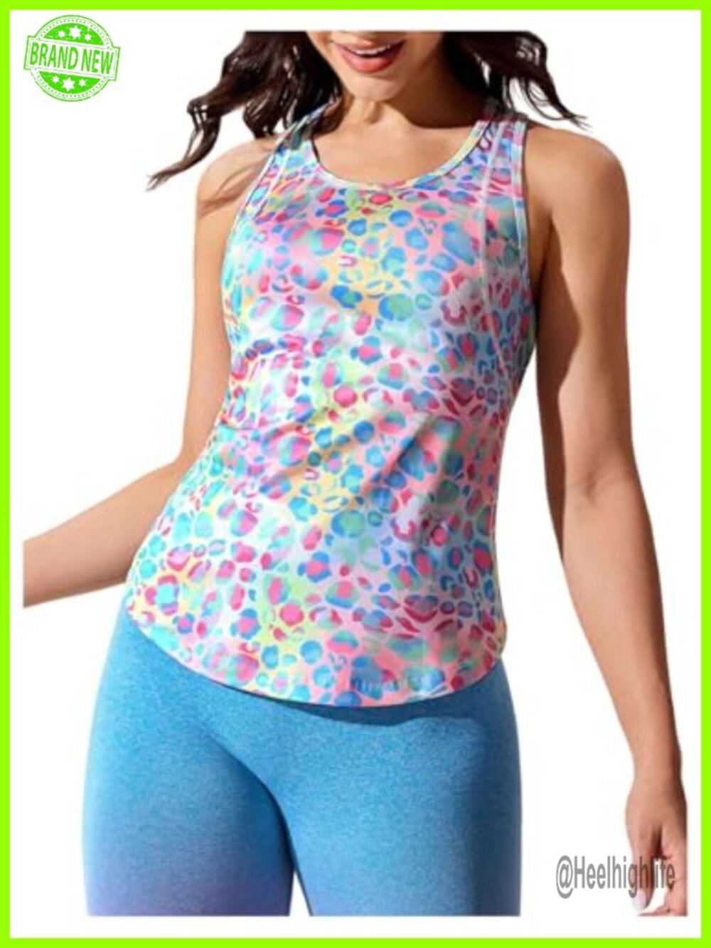 Leopard Print Racerback Mesh Workout Tank Top Sleeveless Women's